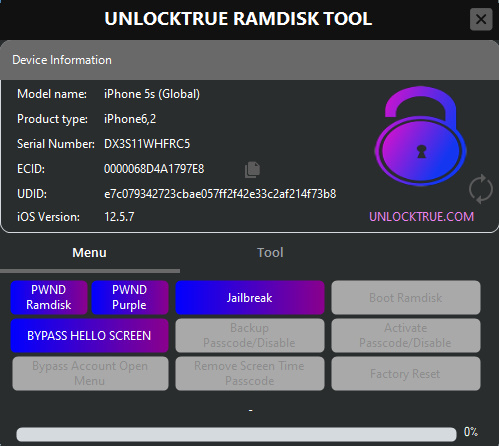 UNLOCKTRUE RAMDISK TOOL