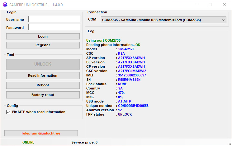 SAM FRP UNLOCKTRUE